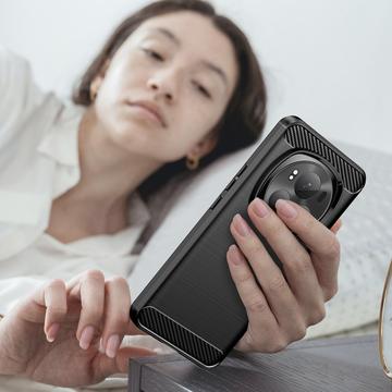 Honor Magic6 Pro Børstet TPU Cover - Karbonfiber - Sort