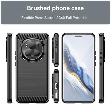 Honor Magic6 Pro Børstet TPU Cover - Karbonfiber - Sort
