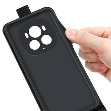 Honor Magic6 Pro Vertikal Flip Taske med Kortholder - Sort