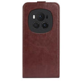 Honor Magic6 Pro Vertikal Flip Taske med Kortholder - Brun