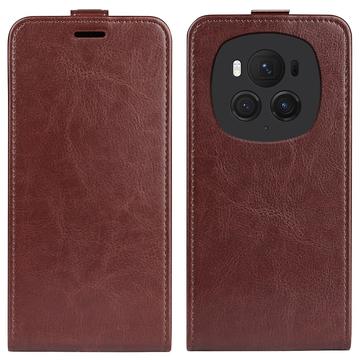 Honor Magic6 Pro Vertikal Flip Taske med Kortholder - Brun