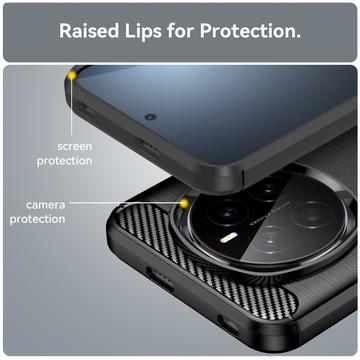 Honor Magic7 Børstet TPU Cover - Karbonfiber - Sort