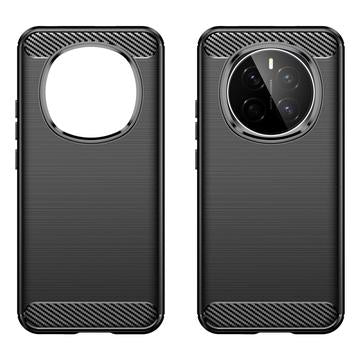 Honor Magic7 Børstet TPU Cover - Karbonfiber - Sort