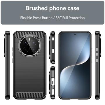 Honor Magic7 Børstet TPU Cover - Karbonfiber - Sort