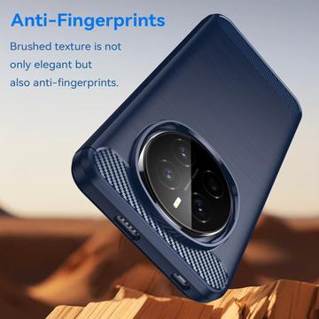 Honor Magic7 Børstet TPU Cover - Karbonfiber - Blå