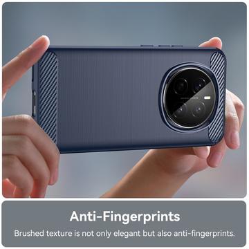 Honor Magic7 Børstet TPU Cover - Karbonfiber - Blå