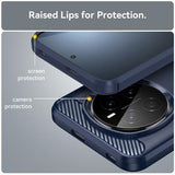 Honor Magic7 Børstet TPU Cover - Karbonfiber - Blå