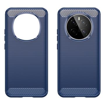 Honor Magic7 Børstet TPU Cover - Karbonfiber - Blå