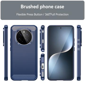 Honor Magic7 Børstet TPU Cover - Karbonfiber - Blå