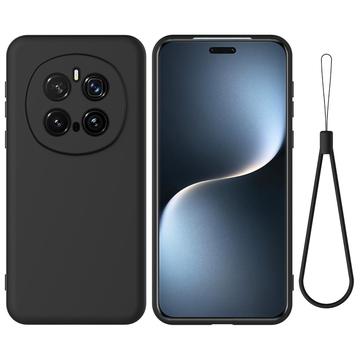 Honor Magic7 Pro Flydende silikone cover med håndrem - sort
