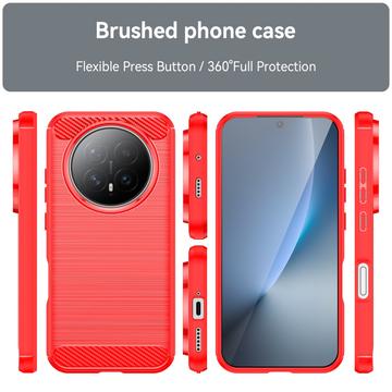 Honor Magic8 Børstet TPU Cover - Karbonfiber - rød