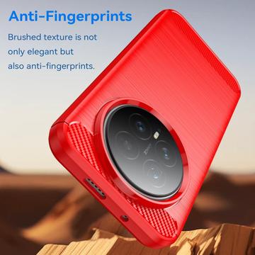 Honor Magic8 Børstet TPU Cover - Karbonfiber - rød