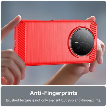 Honor Magic8 Børstet TPU Cover - Karbonfiber - rød