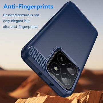 Honor X5b/X5b Plus Børstet TPU Cover - Karbonfiber - Blå