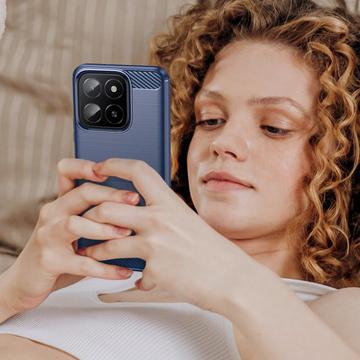Honor X5b/X5b Plus Børstet TPU Cover - Karbonfiber - Blå