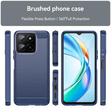 Honor X5b/X5b Plus Børstet TPU Cover - Karbonfiber - Blå