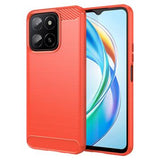 Honor X5b/X5b Plus Børstet TPU Cover - Karbonfiber - Rød