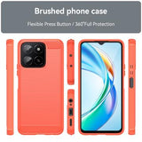 Honor X5b/X5b Plus Børstet TPU Cover - Karbonfiber - Rød