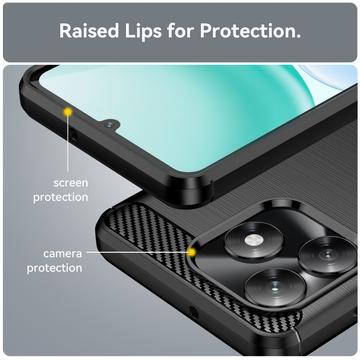 Honor X5c/X5c Plus Børstet TPU Cover - Karbonfiber - Sort
