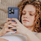 Honor X5c/X5c Plus Børstet TPU Cover - Karbonfiber - blå