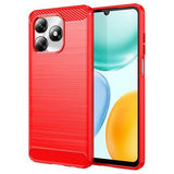 Honor X5c/X5c Plus Børstet TPU Cover - Karbonfiber - rød