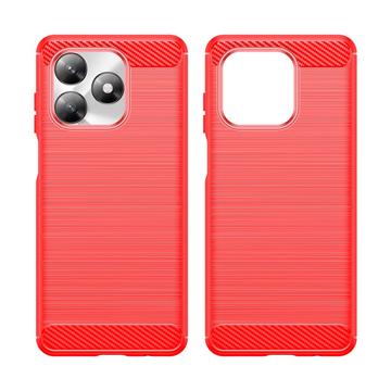 Honor X5c/X5c Plus Børstet TPU Cover - Karbonfiber - rød