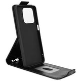 Honor X5c Plus lodret flip-etui med stativ - sort