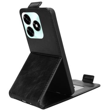 Honor X5c Plus lodret flip-etui med stativ - sort