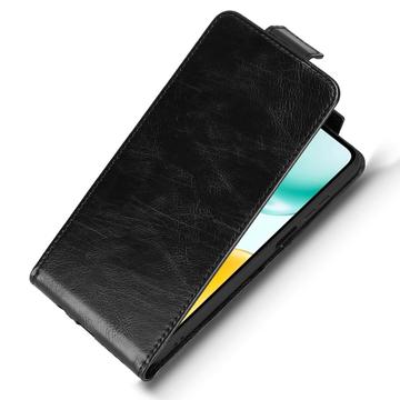 Honor X5c Plus lodret flip-etui med stativ - sort