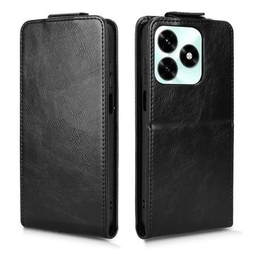 Honor X5c Plus lodret flip-etui med stativ - sort