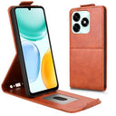 Honor X5c Plus lodret flip-etui med stativ - Brun