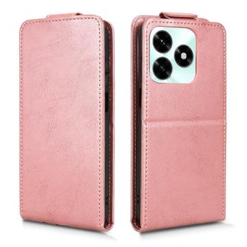 Honor X5c Plus lodret flip-etui med stativ - rosaguld