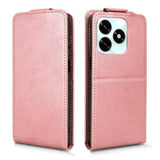 Honor X5c Plus lodret flip-etui med stativ - rosaguld