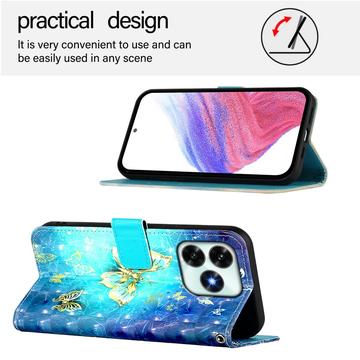 Honor X5c Plus Wonder Series pungetui - gyldne sommerfugle