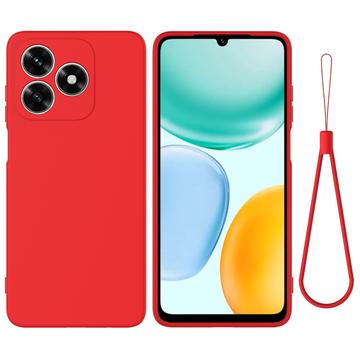 Honor X5d/X5d Plus Flydende silikone cover med håndrem - Rød