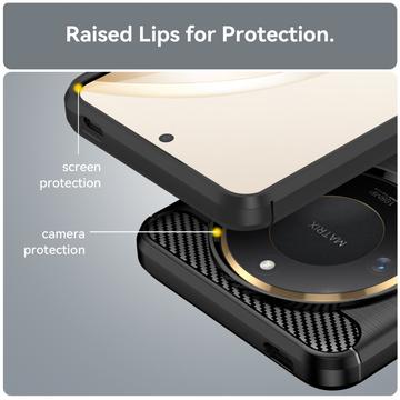 Honor X60 Børstet TPU Cover - Karbonfiber - Sort