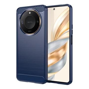 Honor X60 Børstet TPU Cover - Karbonfiber - Blå
