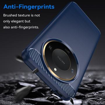 Honor X60 Børstet TPU Cover - Karbonfiber - Blå