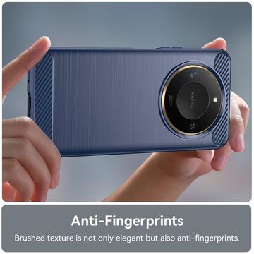 Honor X60 Børstet TPU Cover - Karbonfiber - Blå