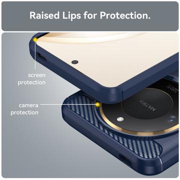 Honor X60 Børstet TPU Cover - Karbonfiber - Blå