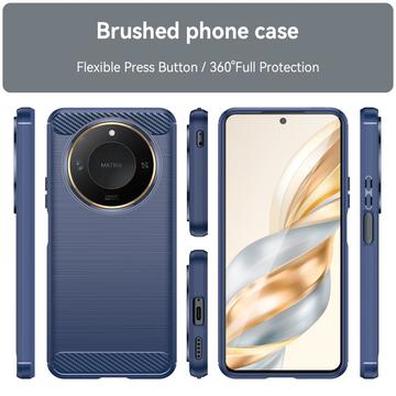 Honor X60 Børstet TPU Cover - Karbonfiber - Blå