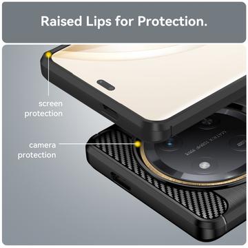 Honor X60 Pro Børstet TPU Cover - Karbonfiber - Sort