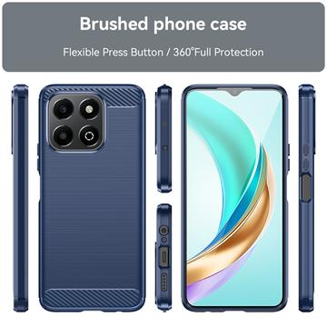 Honor X6b Børstet TPU Cover - Karbonfiber - Blå