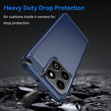 Honor X6b Børstet TPU Cover - Karbonfiber - Blå