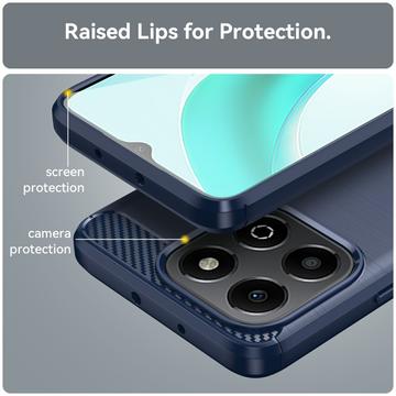 Honor X6b Børstet TPU Cover - Karbonfiber - Blå