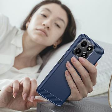 Honor X6b Børstet TPU Cover - Karbonfiber - Blå
