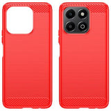 Honor X6b Børstet TPU Cover - Karbonfiber - Rød