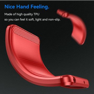 Honor X6b Børstet TPU Cover - Karbonfiber - Rød