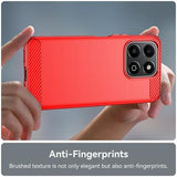 Honor X6b Børstet TPU Cover - Karbonfiber - Rød
