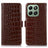 Honor X6b Crocodile Series Læderpung med RFID - Brun